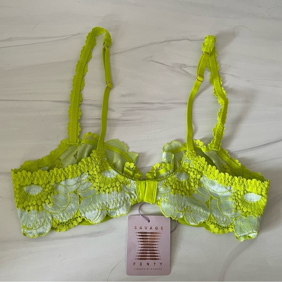 Savage x Fenty Perfect Poppies Unlined Lace Demi Bra- Multicolor- Size 36B- NWT - Picture 10 of 10